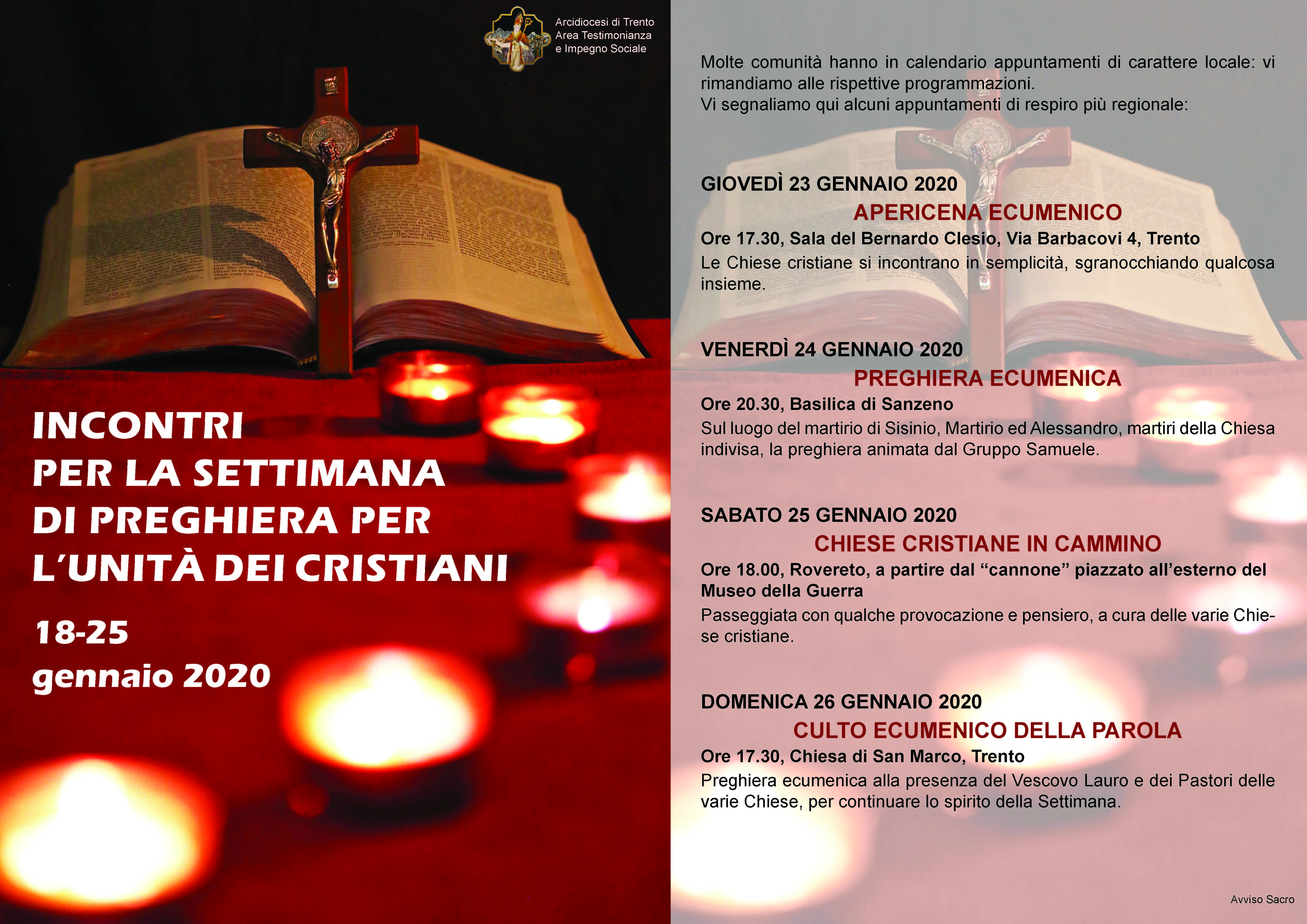 Settimana di preghiera per l'unità dei cristiani - Chiesa di TRENTO